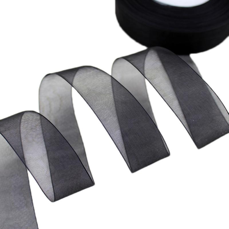 

(50 yards/roll) 1 (25mm) black organza ribbons gift wrapping decoration ribbons Wholesale чёрный