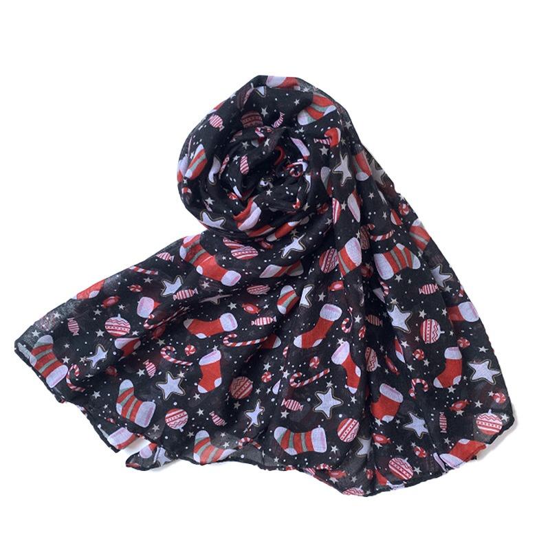 Christmas red and green snowman print Bali yarn scarf medium and long sunscreen beach towel pattern scarf