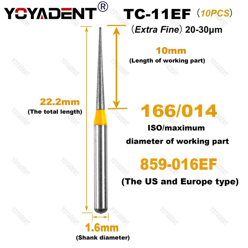 10Pcs/Pack Dental Diamond Burs Polishing Material SR TC Type Dia.1.6mm For High Speed Handpiece Teeth Whitening