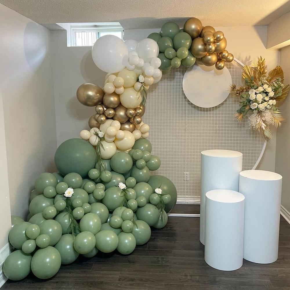 Avocado Green Balloons Garland White Pastel Yellow Gold Latex Balloon Arch Wedding Anniversary Baby Shower Jungle Theme Decor