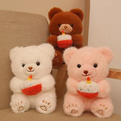 Bolo urso boneca ornamento brinquedo de pelúcia presente urso fofo boneca de pano infantil presente de aniversário para menina