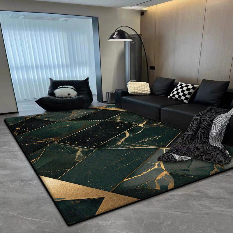 European Black Luxury Carpet for Living Room Geometric Decoration Bedroom Plush Rug Office Easy Clean Soft Floor Mat Non-slip