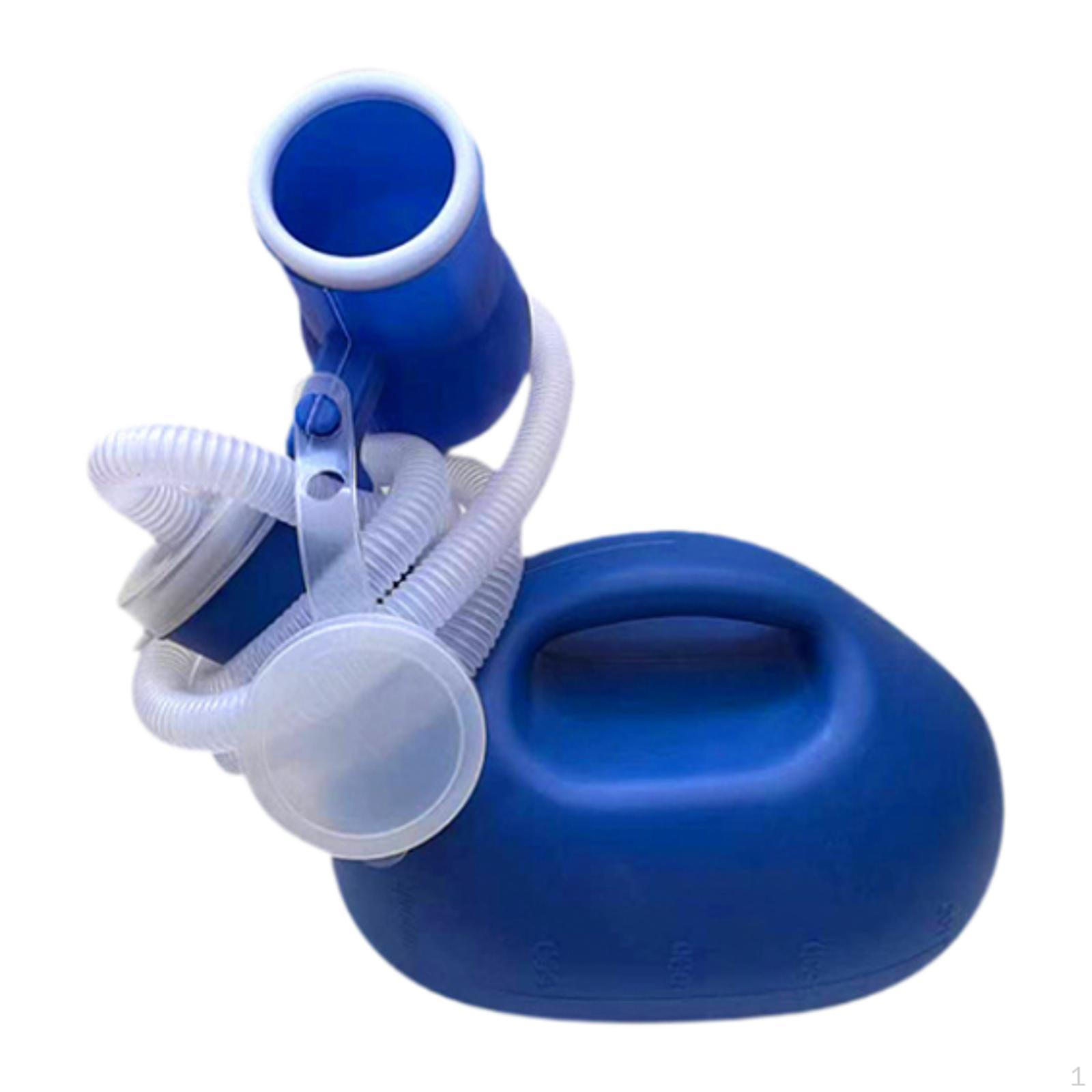 

Чоловічий пісуар Пляшка для сечі 2000 мл Сечовий контейнер багаторазовий 59,06 довгий шланг синій