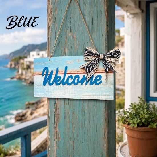 Retro Wooden Sign Welcome Decorative Sign Mediterranean Style Long-lasting Door Decoration Wall Mounted