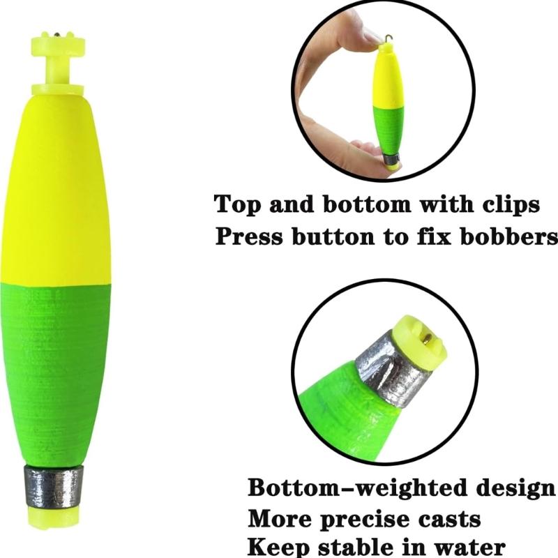 15pcs Fishing Float Oval Fishing Bobbers Float Weighted Floating Bobbers for Freshwater Saltwater Fishing Gear Equipment