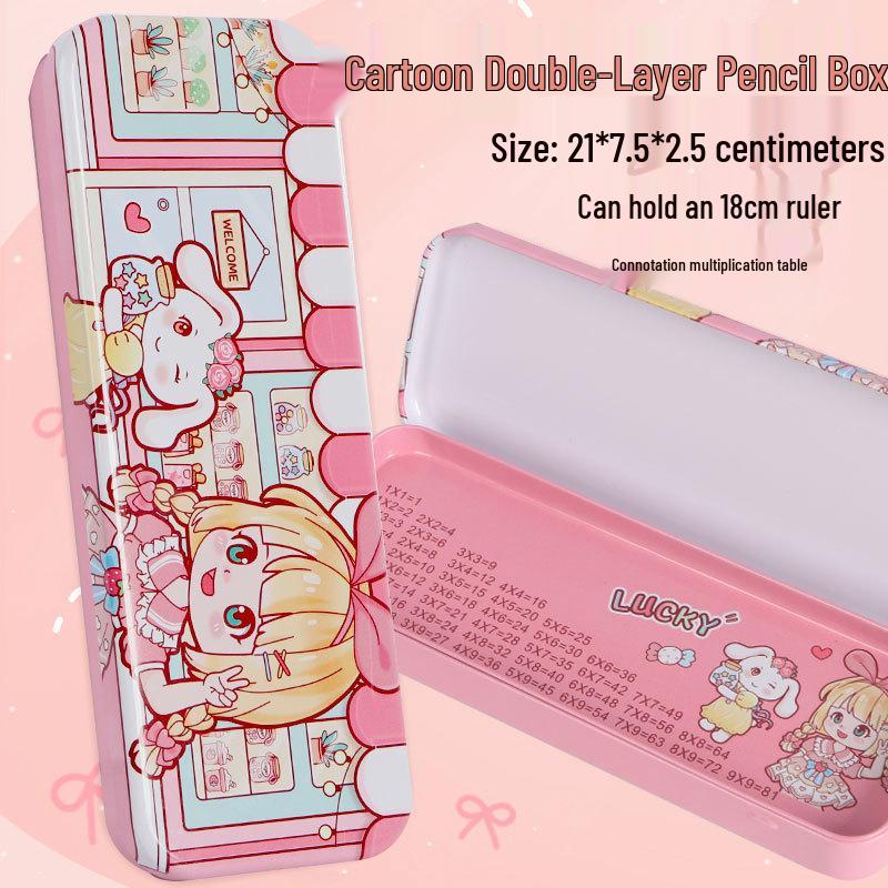 

Милый мультяшный двухслойный пенал из жести с таблицей умножения для мальчиков и девочек начальной школы.