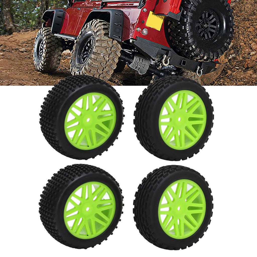 4 Pcs 1Celsius10 RC Off Road Tires 2 Front 2 Rear Round Stud Type Skin V Hole Hub High Grip RC Car Wheels