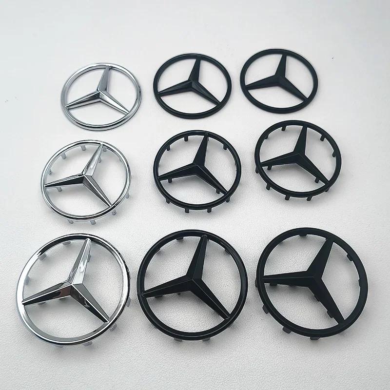2025 Hot 52mm 58mm ABS Chrome Black Star Logo Mercedes Steering Wheel Logo Sticker For Mercedes Benz C E S Class W253 Emblem Acc