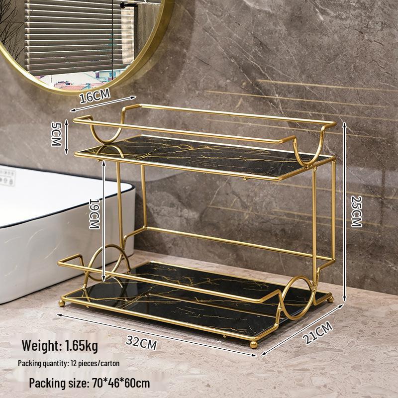 Punch-Free Double-Layer Bathroom Shelf for Skincare and Cosmetics Storage