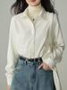 Milk White Brushed Long-Sleeve Women's Shirt – Professional Commuting & Interview Wear, Autumn/Winter Layering, Thickened Inner Wear