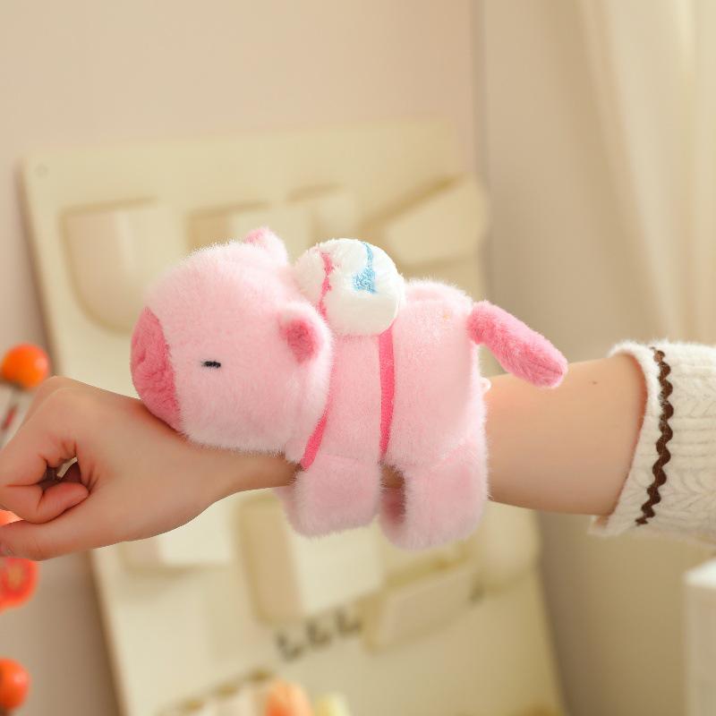 Snotty Bear Capybara Plush Toy: Cute Baseball Cap Keychain with Snap Bracelet
