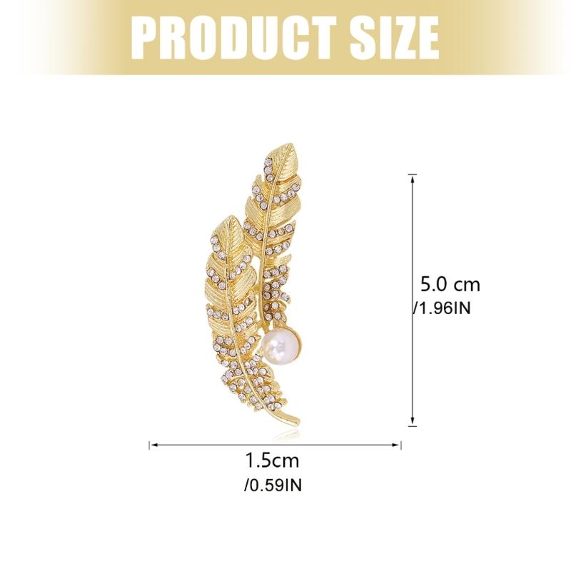 Unique Pearls And Feather Brooch Lightweight 7g Sturdy Zinc Alloy Material Lapel Pin For Daily Comfortable Wear