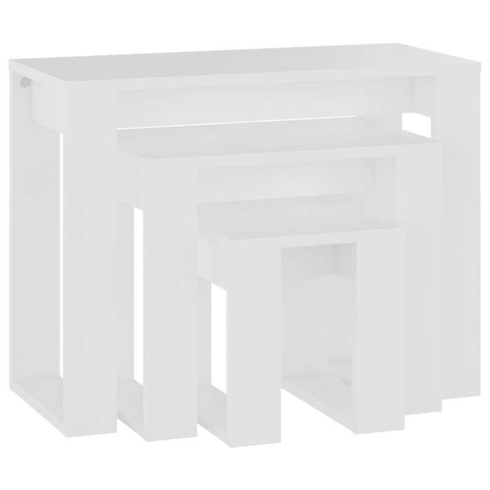 VidaXL Tables gigognes 3 pcs Blanc Bois d'ingénierie 808603