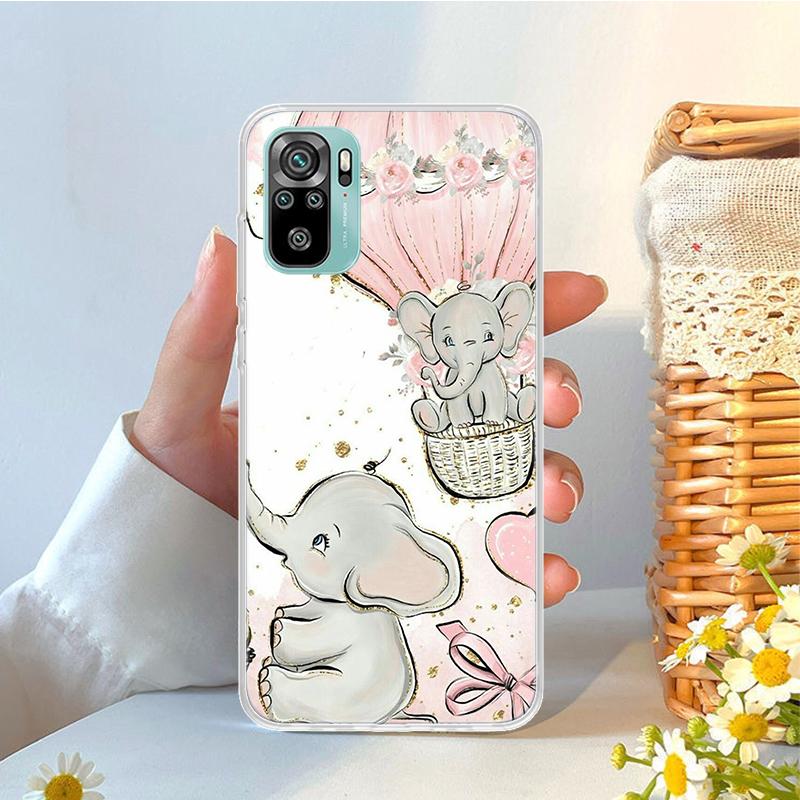 Cartoon Elephant Pink Soft Phone Case For Xiaomi Redmi Note 15 14 14S 13 12 Pro Plus 12S 11 11S 11E 10 10S 11T 5G Fundas Coque R
