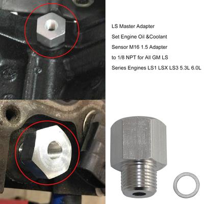Set di adattatori LS Master Sensore olio motore e refrigerante Adattatore M16 1.5 a 18 NPT per tutte le serie GM LS