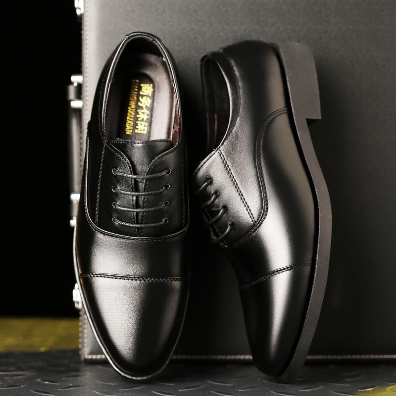 Fashion Men Classic Dress Shoes Formal Oxfords Business Office Wedding Shoes Wear Elegant Casual Leather Zapatos Brock Men Flat Shoes
