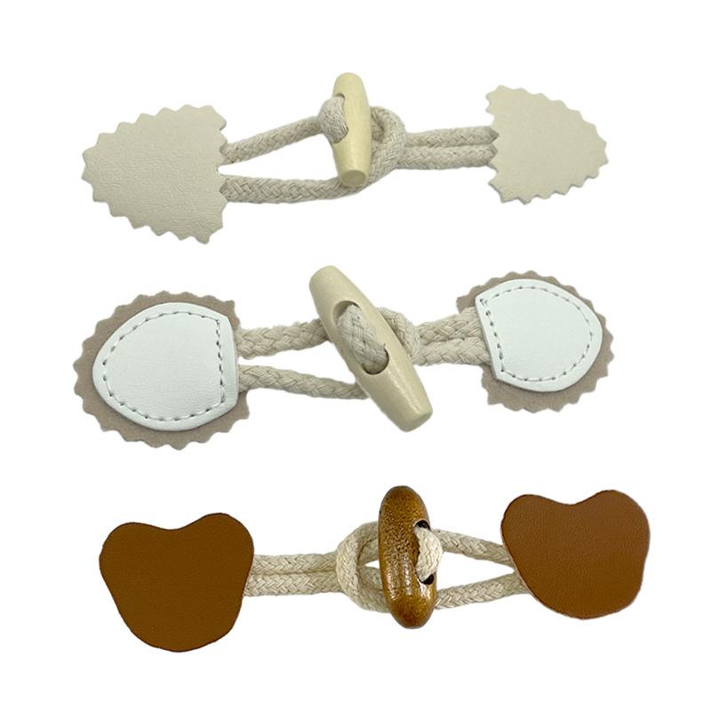 4Pairs Rope Leather Pair Button for Sewing Supplies Coat Sweater Cardigan Belt Buckle Handwork Clothing Decoration