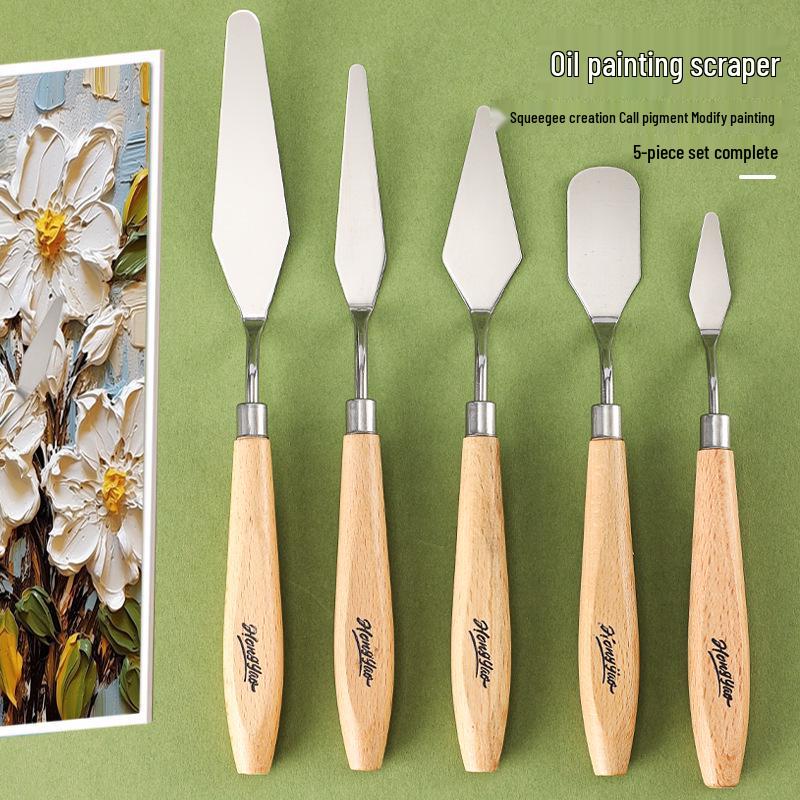 

Набор из 5 высококачественных деревянных скребков для масляной и гуашевой живописи