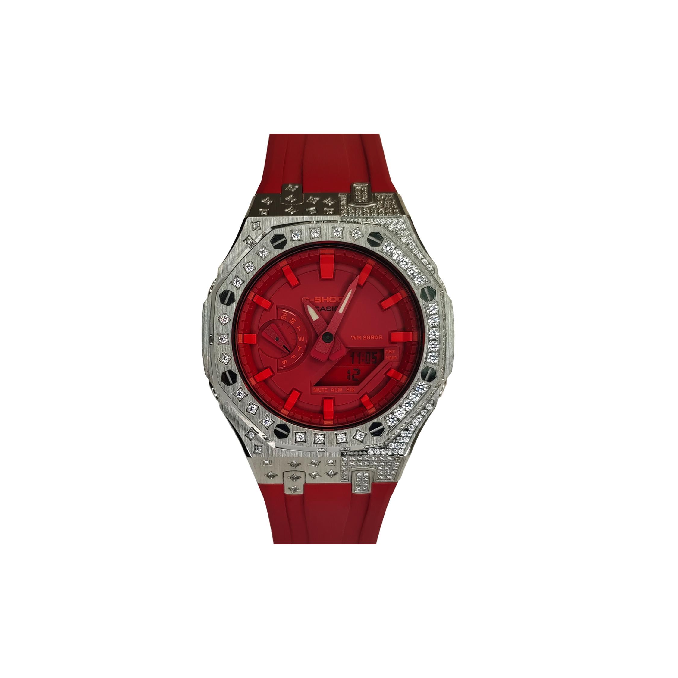 

CASIO Мужские Жидкокристаллические, Аналогово-Цифровые Двойной Дисплей Серия Красные Часы GA-2100-4A(Watch3--)