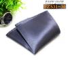 Solid Color Glossy Faux Silk Pocket Square with Printed Edging