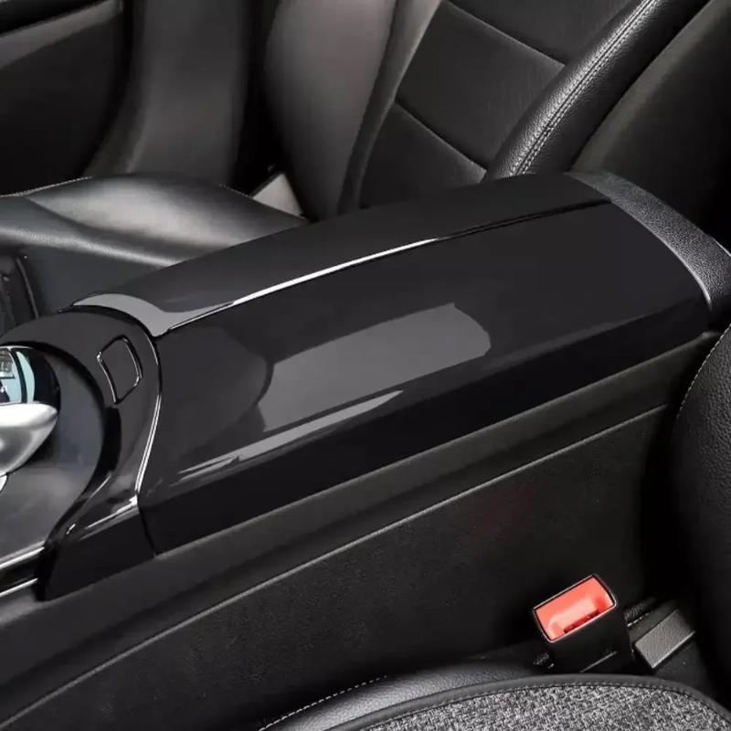 4Pcs Carbon Fiber Car Center Armrest Box Panel Switch Button Cover Interior Accessories