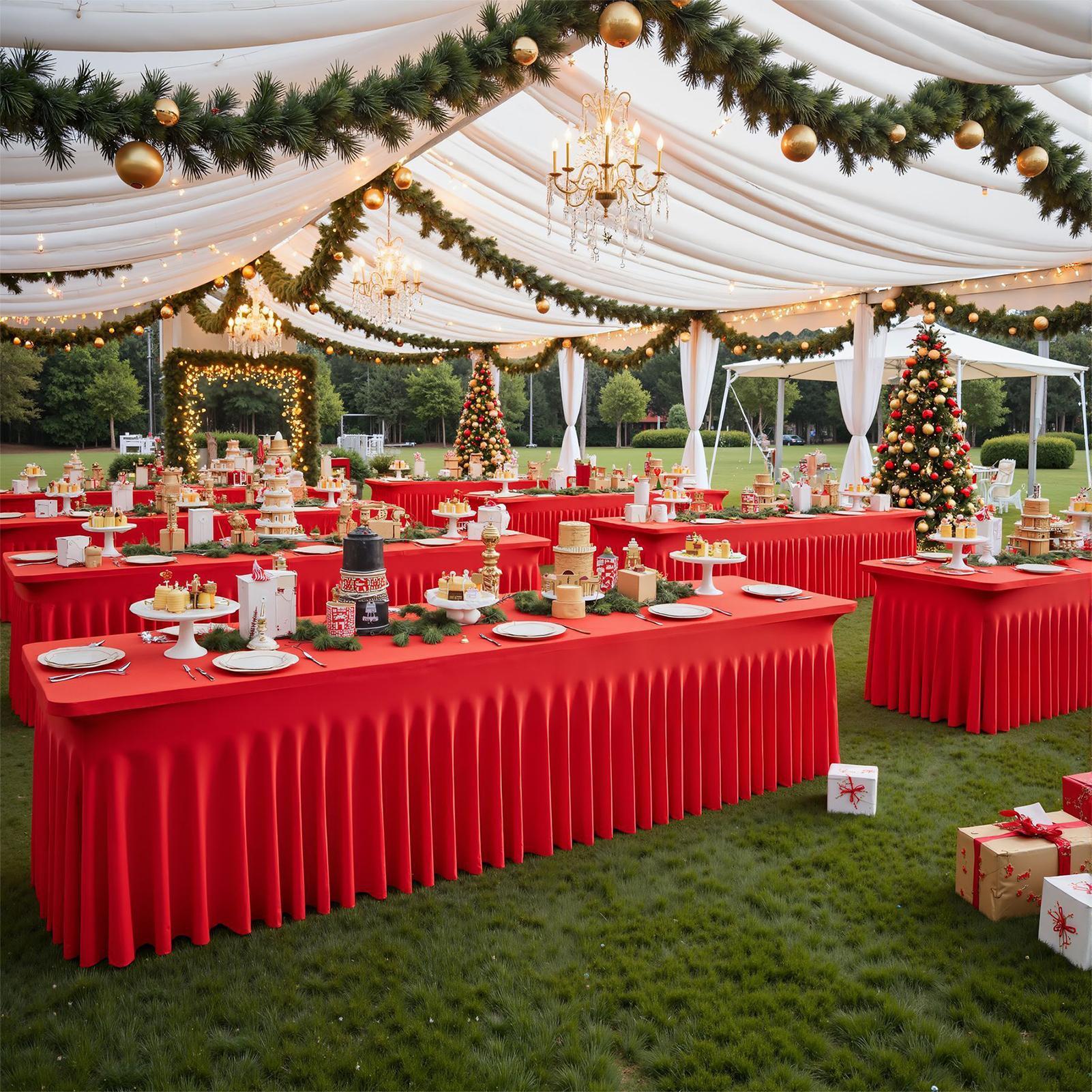 

Party Table Skirt 6ft Christmas Red Tablecloths For Rectangle Table Reusable Tablecloths Holiday Decor For Restaurant Buffet CHINA