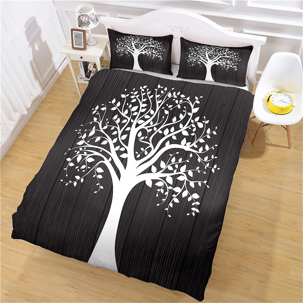 Double Sheets Set 3 Pieces 3D Plants Trees Full Queen Bed Set Duvet Cover Set King Size Bedding Set For Kids Boys Quilt Cove