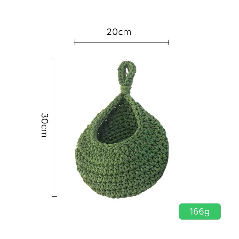 Handwoven Bird's Nest Fruit and Vegetable Storage Net Bag - Water Drop Shape, Ins Style Hanging Tapestry.