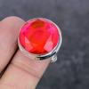 Přírodní růžový rubelitový drahokam 925 sterlingové stříbro šperk prsten velikost 9 G2W45