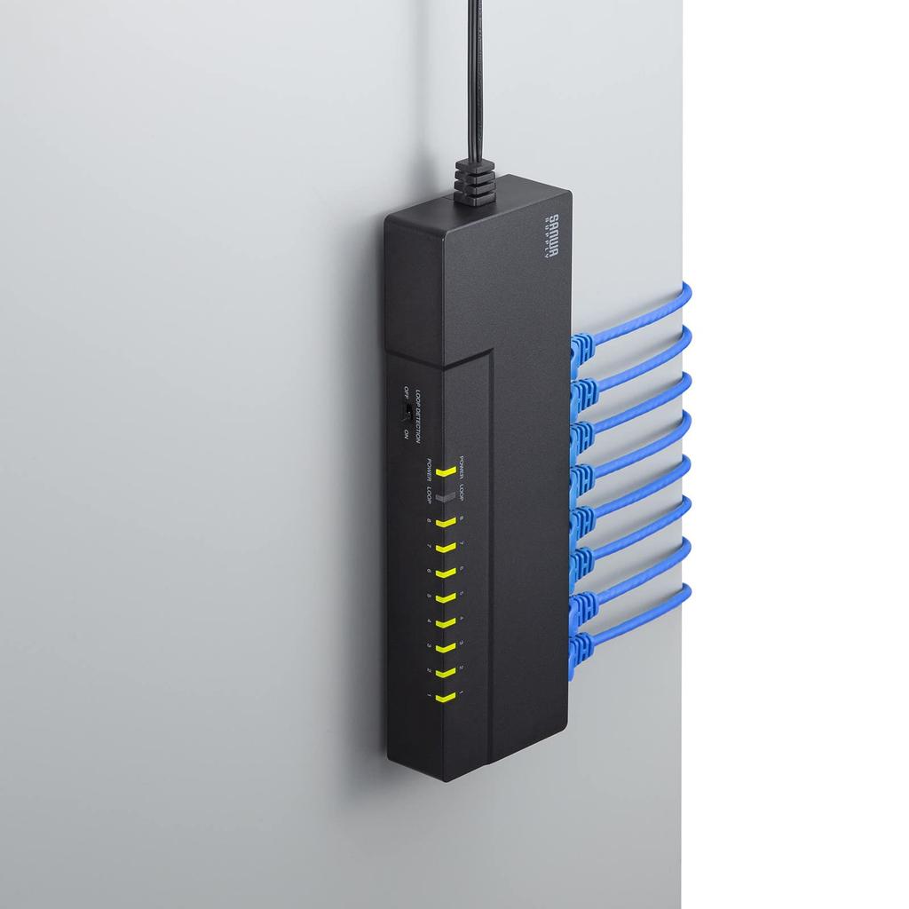 Sanwa Supply Gigabit compatible tap type switching hub ports with (8 magnet) LAN-GIGAT803BK