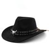 Western cowboy style felt hat tibetan style hat cow head accessories fall and winter jazz hat suede hat