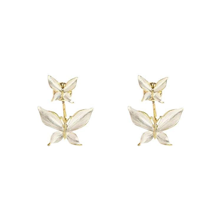 Retro Butterfly Drip Oil Stud Earrings for Women - Niche Design
