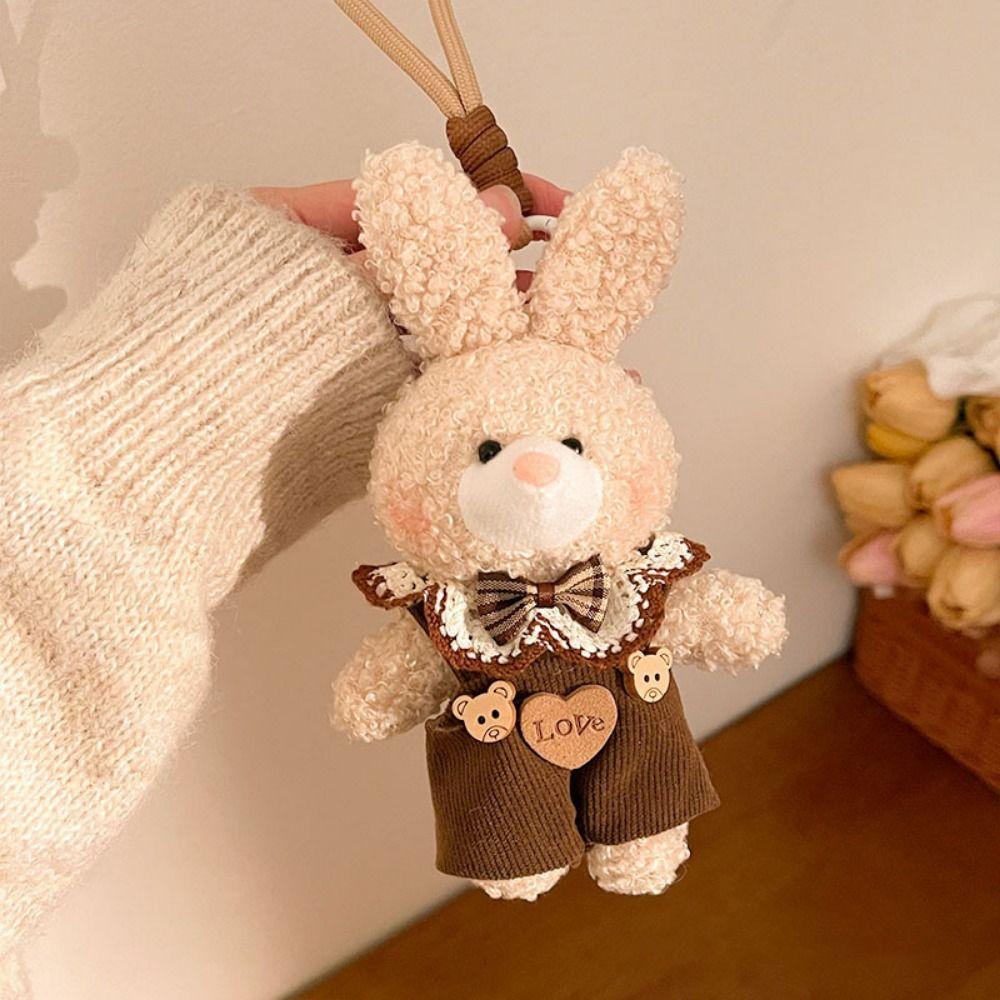 Cute Plush Doll Keychain Hanging Plush Rabbit Key Ring Creative Bear Plush Pendant  Daily Use