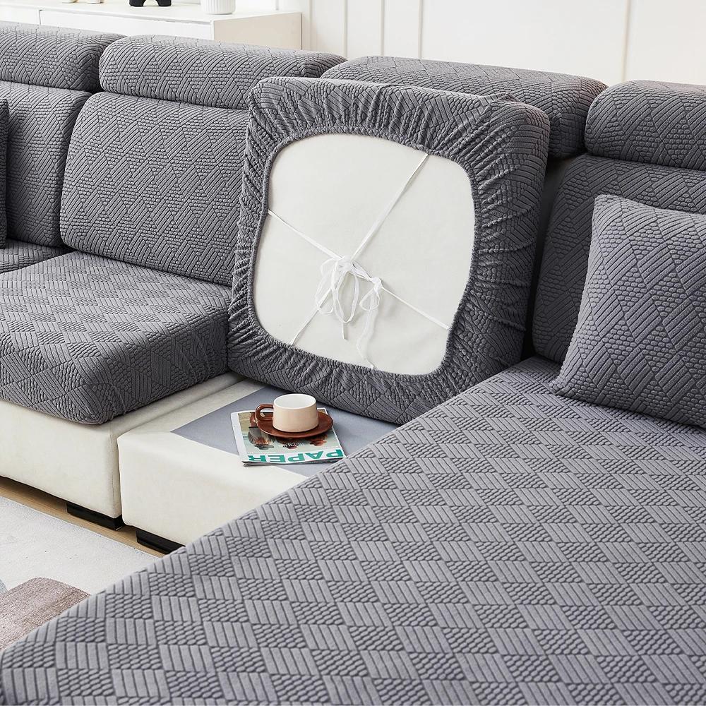 New Jacquard Sofa Covers Soft Elastic Sofa Seat Cover For Living Room Chaise Lounge L-Shaped Sofa Slipcover Solid Color Home