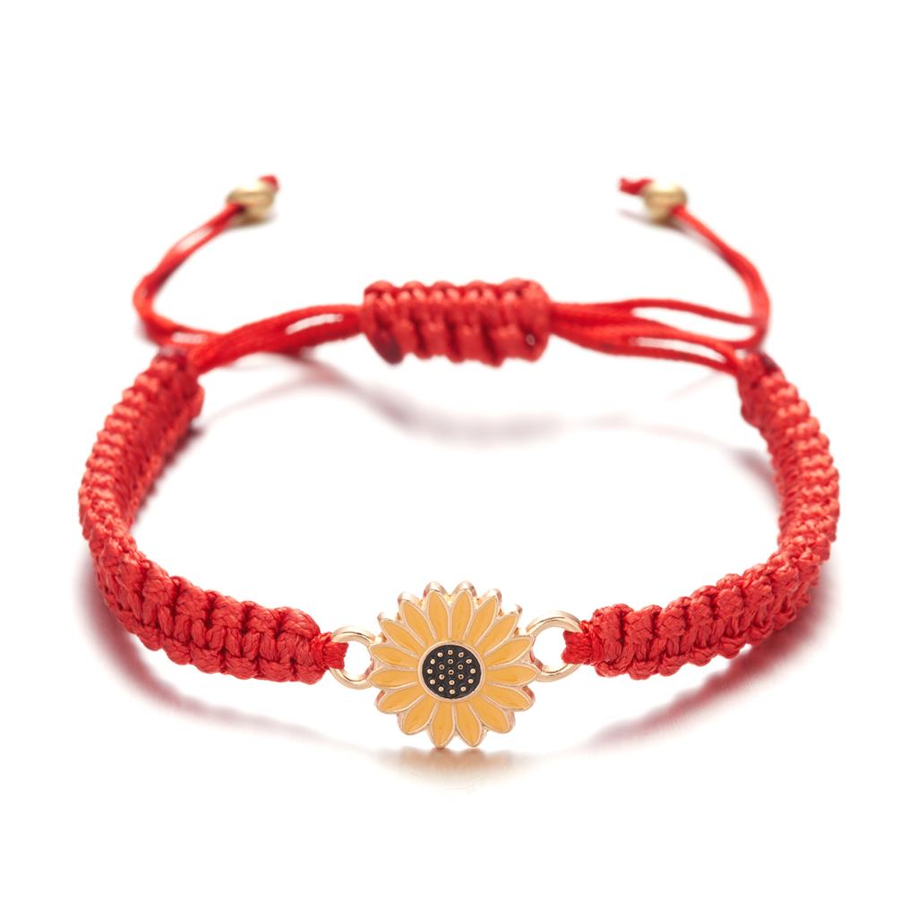 Adjustable Colorful Woven Daisy Bracelet for Men And Women Handmade Sunflower Bracelet for Couples Best Friends Graduation Gift