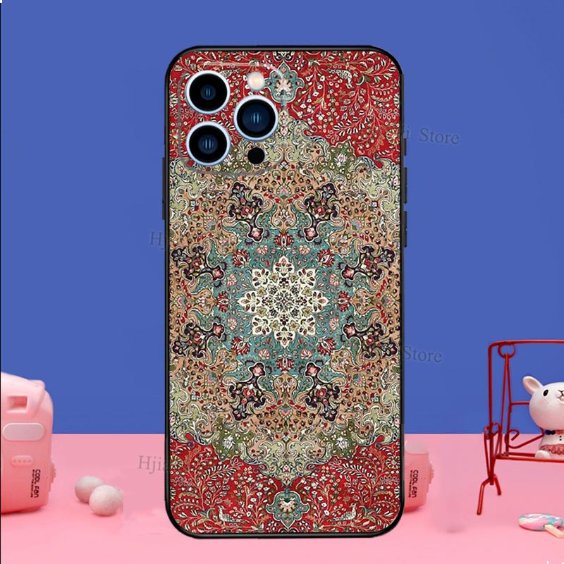 Persian Carpet Floral Pattern Phone Case For iPhone 16 15 12 13 Mini 11 14 Pro XS Max Plus X XR Silicone Cover