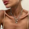 Irregular Love Heart Pendant Multilayer Metal Chain Choker Punk Women Necklace  Female