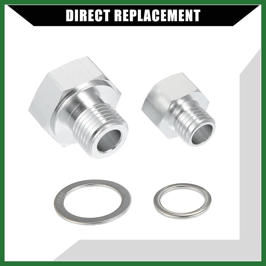 Motoforti Oil Pressure Coolant Adapter Fitting Sensor Adapter for LS Series Engine/Front/Oil Pressure Sensor Adapter/Durable / 1 Set/Silver Tone