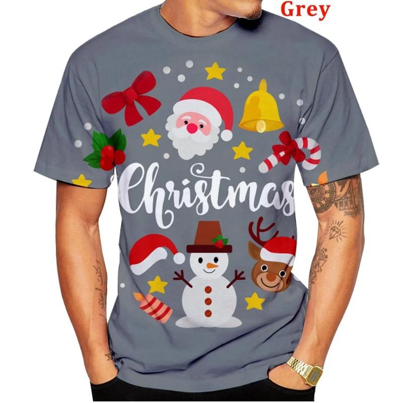 3D Printed Men's T-shirt Short Sleeve Christmas Casual Santa Claus Cartoon O-Neck Short Sleeve Tee