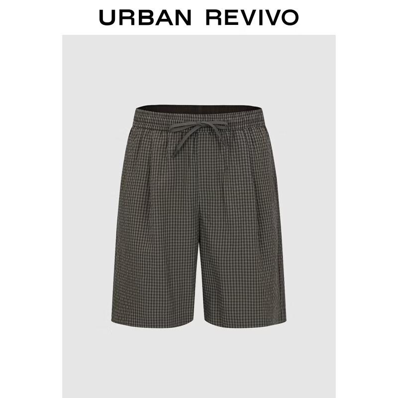 UR Men s Textured Plaid Drawstring Shorts 29