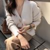 Autumn Women Soft White Knitted Cashmere Sweater Double Button Women Warm Jumper V-Neck Winter Sweat