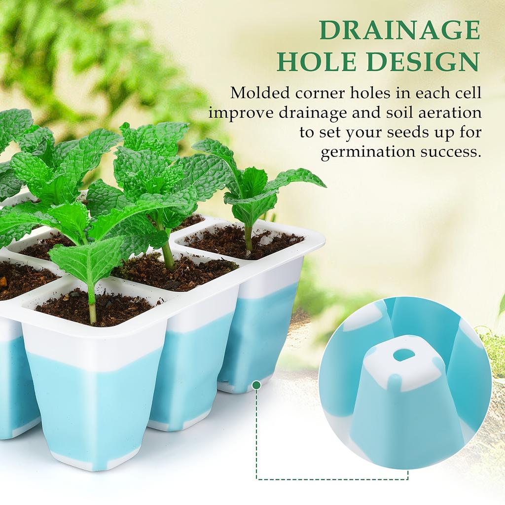 Multi-Purpose Seed Starting Tray Kit Flexible Pop-Up Unit with Drainage Holes Easy Transplant for Indoor Outdoor Garden Flower