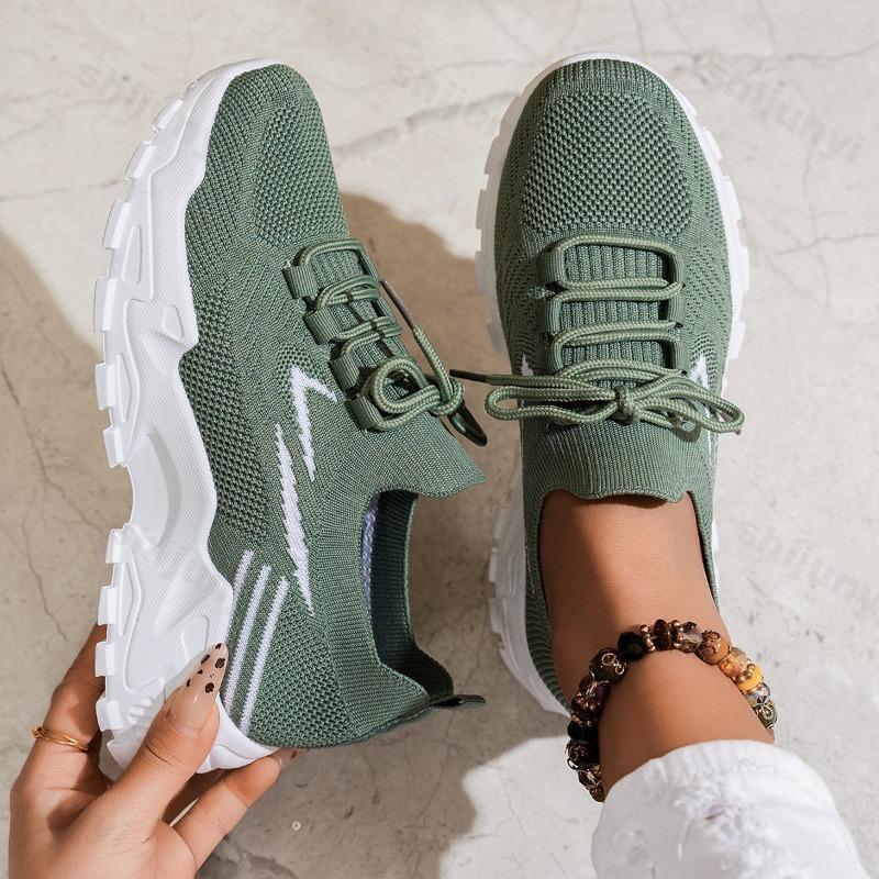 2025 New Spring Breathable Mesh Casual Shoes Lace-up Non Slip Woman Vulcanize Shoes Comfortable Women's Platform Sneakers