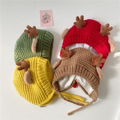 Baby Hat Autumn and Winter Infant Cute Antler Wool Hat Christmas Hat Children's Cartoon Ear Protection Warm Hat