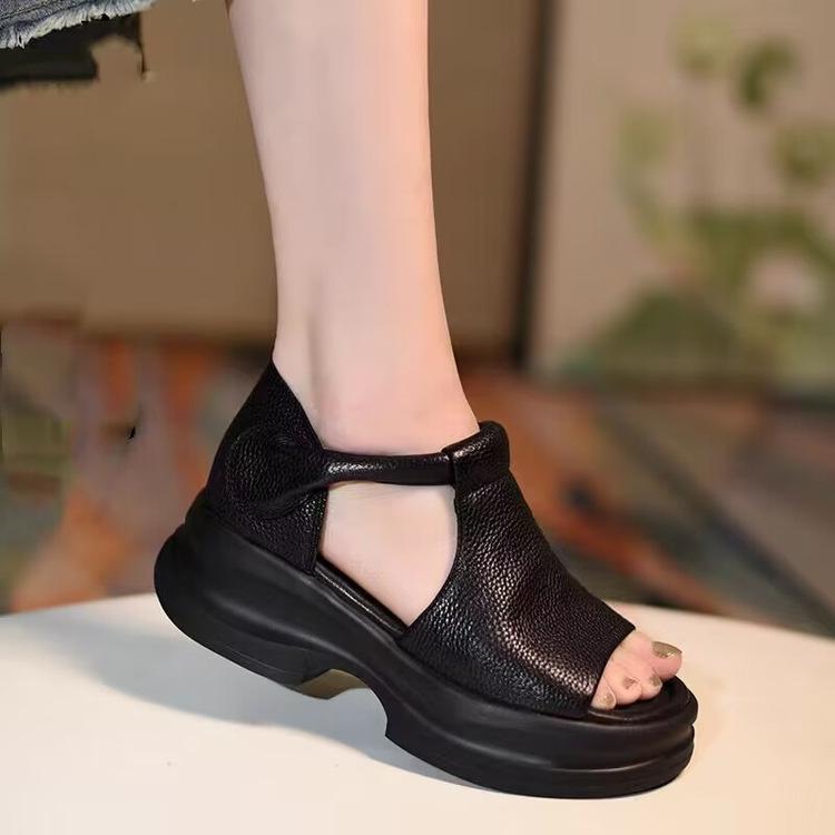 Summer Women's Shoes Platform Roman Sandals Open-toe Wear Casual Fashion Hollow Comfortable Beach Shoes Sandals