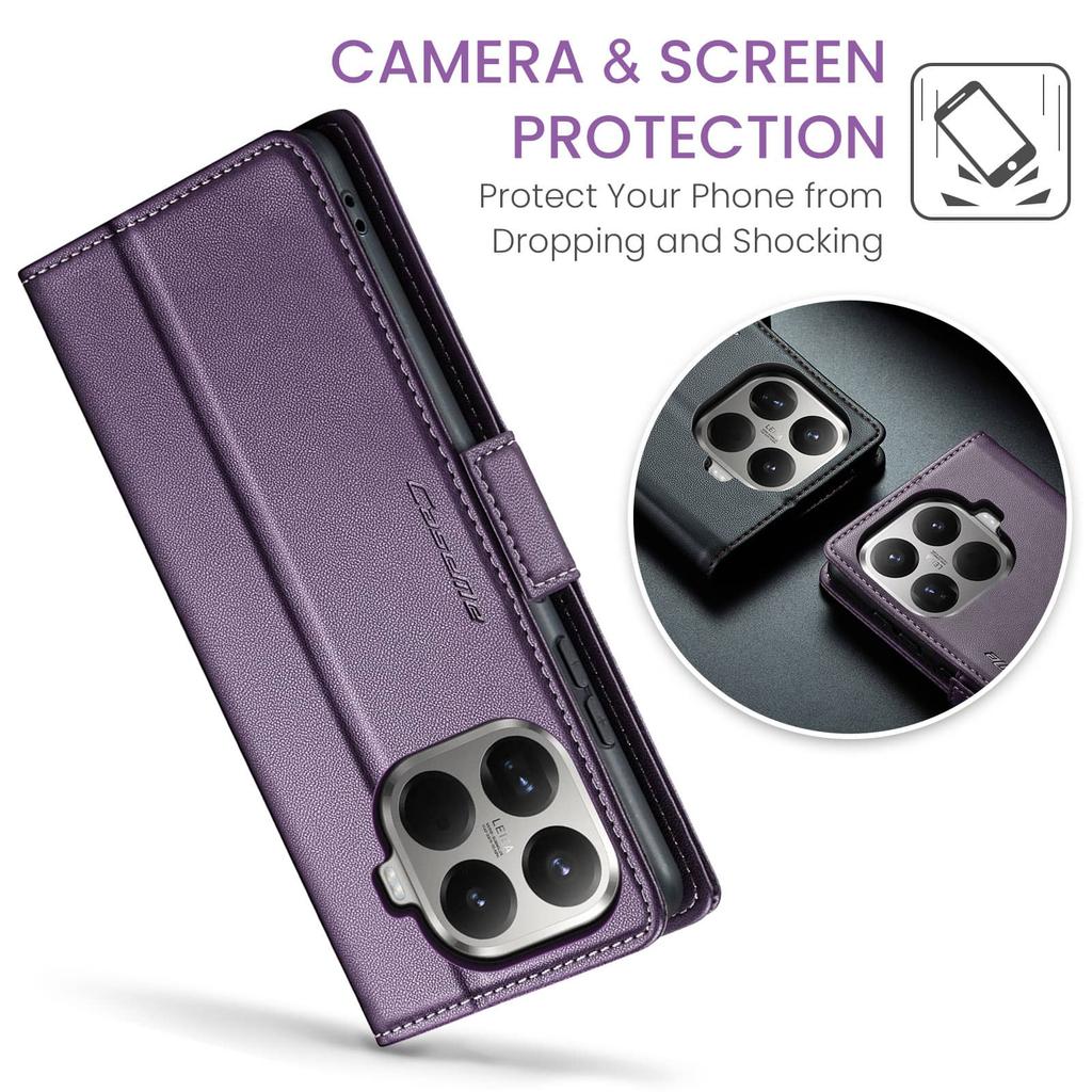 For Xiaomi 15T Pro Xiaomi 15T Case With Card Holder, Wallet Case with RFID Blocking, Durable Leather Kickstand Magnetic Clasp