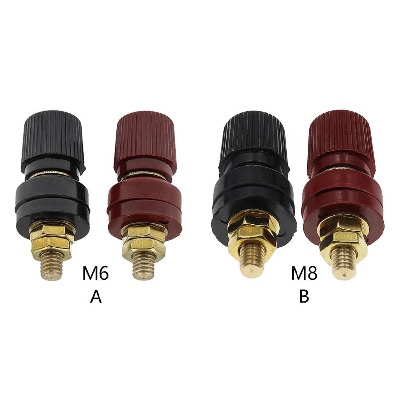 High Current Brass Automotive Terminals Copper Cable Lugs Stud Terminals Pair for 6mm 8mm Studs Motorcycle Battery Setups