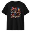 Retro Funny America Cat Hot Dog Lovers Patriotic Usa Flag Tshirt Unisex Vintage T Shirts Summer O Neck Harajuku Tee Shirt