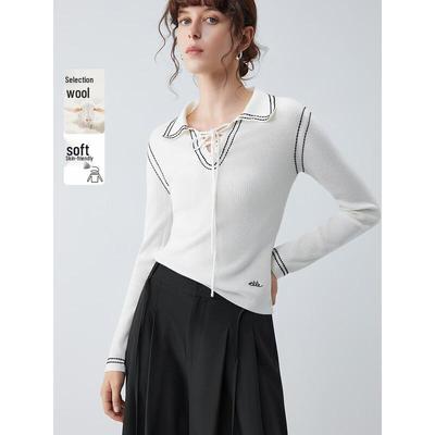 Women's Color-Block Merino Wool Knit Sweater