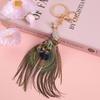 Rhinestone Car Hanging Ornament Ethnic Style Bag Pendant Peacock Feather Key Chain  Jewelry Decor